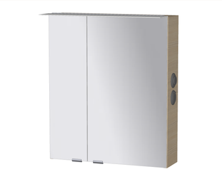 AQ400 LED-Spiegelschrank Mod R 2 Türen R m. Acrylk. 700x600x160mm, K: Weiß Matt