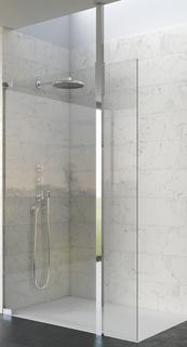 Kinedo KINEQUARTZ Solo 70 Walk-In Chrom H200 CC-Klarglas Deckenstange rahmenlos