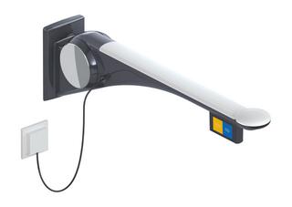 HEWI Stützklappgr 802 LifeSystem Premium 900mm, an hgl/we m, SA, Funkt.taste li