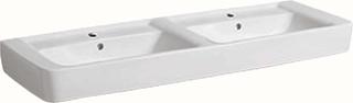 Geberit Doppelwaschtisch Renova Plan 130x48cm, m HL, m ÜL, weiß KeraTect