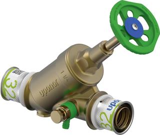 Uponor Schrägsitzventil S-Press PLUS 32mm, Messing, mit Rückflussverhinderer