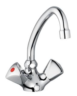 Schulte Waschtisch-Zweigriff-Armatur classic-line_2 Ausladung 145 mm, schwenkbar, mit Ablaufgarnitur, verchromt