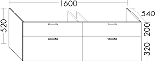 Waschtischunterschrank sys30 2 Schubladen/Auszüge