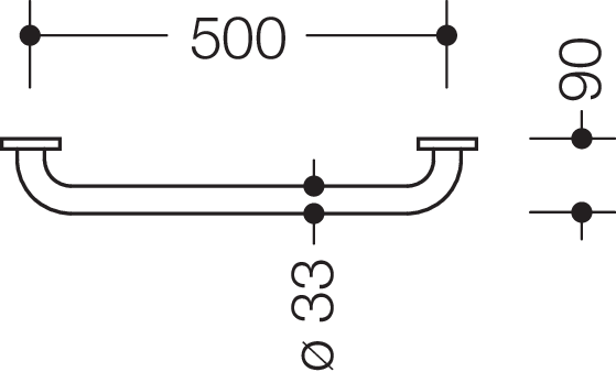 Artikelbild 4 des Artikels „HEWI Haltegriff 805 500mm, ES m gs, d 33mm, Ros. d 70mm 500 mm | Edelstahl matt geschliffen“