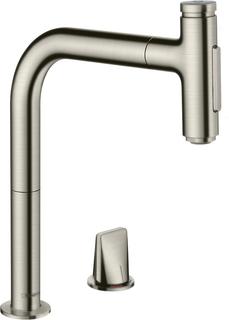 hansgrohe 2-LSpEHM 200 Metris Sel. M71 m Ausziehbr., 2jet, sBox, Edelst.-Optik