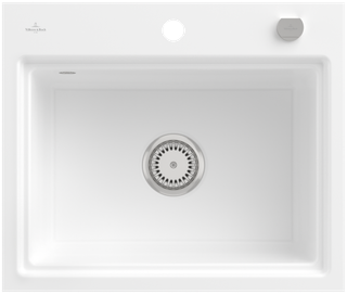 V&B bündige Spüle Subway Style 60 S Flat re, m Abl.garn, Hand., snow white