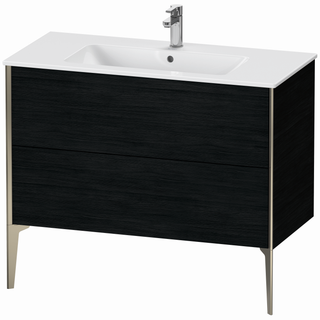 DU WTU bodenst. XViu 594x1010x480mm 2Ausz.,champ.matt/Eiche Schwarz ES Nussb