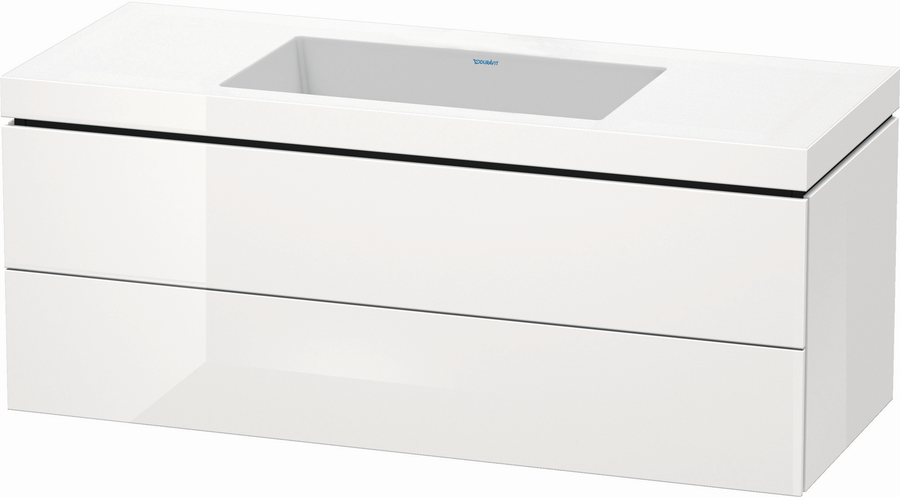 Artikelbild 3 des Artikels „Duravit WT-Unterschrank c-bonded L-Cube 120x48cm, o HL, we. hgl, 2 Schub., wandh 120 x 48 cm, ohne Hahnloch | weiß Hochglanz“