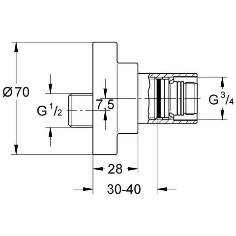 Artikelbild 2 des Artikels „GROHE Anschlussverschraubung 45631 für AtrioWannen-/Brausebatterie AP chrom “