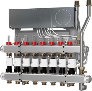 Danfoss Edelstahlverteiler SGC 12 Heizkreise und Icon-Hauptregler 230 V