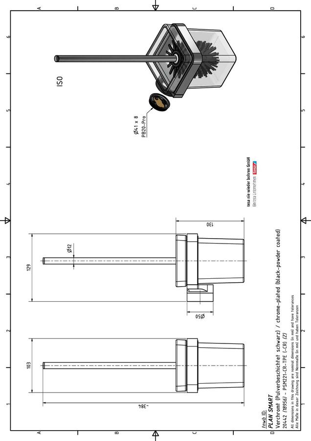 Artikelbild 3 des Artikels „tnwb WC-Bürstengarnitur Plan Smart chrom 103x385x129mm, Zink, ES, vc, BK TPE an 103 x 390 x 129 mm“