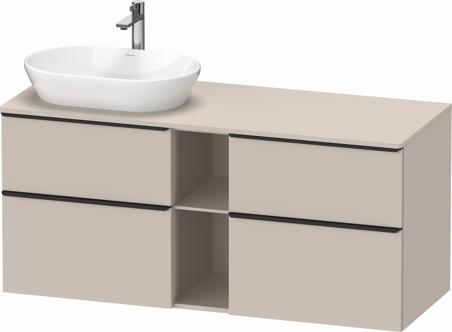 Artikelbild 2 des Artikels „Duravit Waschtisch-Unterschrank D-Neo 140x55cm, 2 SBK, 2 A, B L, sw/Taup ma Becken links | diamantschwarz/taupe matt“