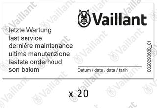 VA Wartungsaufkleber, (x20) Vaillant-Nr. 0010027639