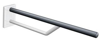 HEWI Wandstützgriff System 800 K Ausl. 750mm, Unterholm we, stahlblau