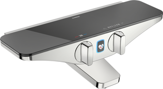 Hansa Wannen-THM HANSAEMOTION Wellfit AP, Batt, Glas, int Umst m Absp., chr/gr