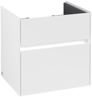 V&B Waschtischunterschrank Collaro 55,4x54,6x44,4cm, WT mi, LED, wh. mt.
