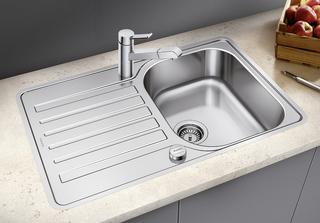 Blanco Spüle LANTOS 45 S-IF COMPACT 76,8x48,8cm, ES Bürstf, rev, m AL-Fb.