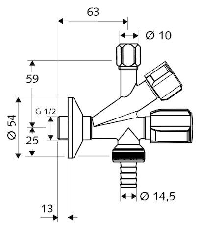 Artikelbild 2 des Artikels „Schell Kombi-Eckventil DN 15, G 1/2 AG, m Filt., m RV, verchr. DN 15, G 1/2 AG“