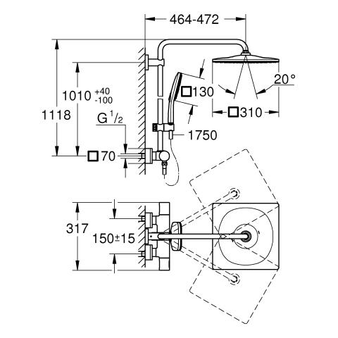 Artikelbild 3 des Artikels „GROHE Duschs Rainshower SmartActive 310 m AP-Thermostat, Wandmontage, supersteel supersteel“