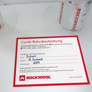 Rockwool Kennzeichnungsschild Conlit R 90-Rohrabsch. f Kunststoffabwasserrohr