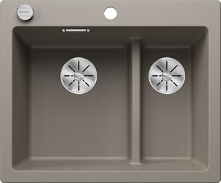 Becken Pleon 6 Split SILGRANIT reversibel, Ablauffernbedienung mit Drehbetätigung