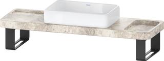 Duravit Waschtisch-Konsolen-Set Qatego 140x45x90cm, m K, K, gr. Travertin pol.