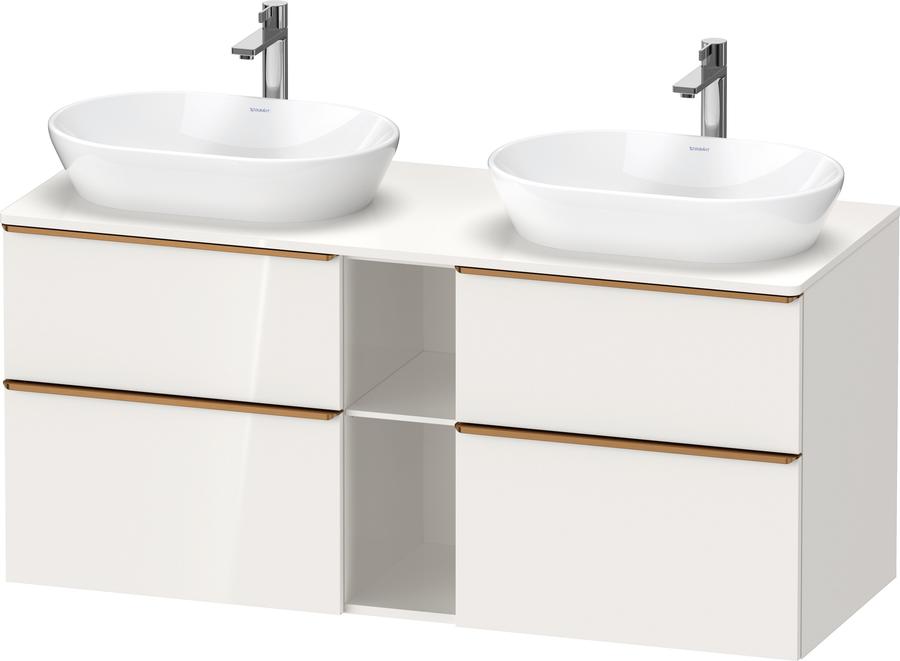 Artikelbild 1 des Artikels „Duravit Waschtisch-Unterschrank D-Neo 140x55cm, 2 SBK, 2 A, B bs, b geb/we hgl Becken beidseitig | Bronze gebürstet/weiß Hochglanz“