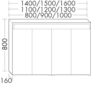 Burgbad Spiegelschrank sys30 110x80x16cm, Ech, m horiz. LED-Beltg.