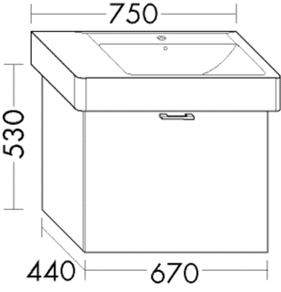 Burgbad Waschtischunterschrank sys30 67 x 53 x 44 cm, 1 Auszug