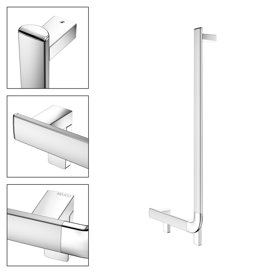 Artikelbild 2 des Artikels „Keuco Winkelgriff AXESS Care 90G, senk Handl r, 381x851mm, AL si-el/v 381 x 851 mm | Aluminium silber-eloxiert/verchromt“