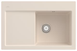 V&B Flächenbündige Spüle Subway 45 Flat m Ablaufgarnitur, Handbetätigung, ivory