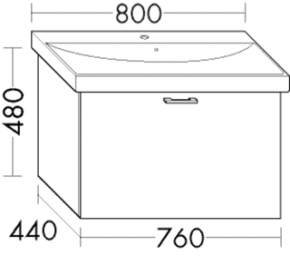 Burgbad Waschtischunterschrank sys30 76 x 48 x 45 cm, 1 Auszug