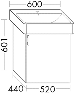 Burgbad Waschtischunterschrank sys30 52x60,1x44cm, 1 Tür, Sana