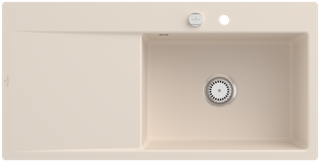 V&B bündige Spüle Subway Style 60 Flat re, m Abl.garn, Exzenter, ivory C-plus
