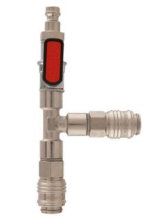 AFRISO T-Verbinder mit 1x Absperrventil 2x Kupplung DN5, 1x Stecknippel DN5