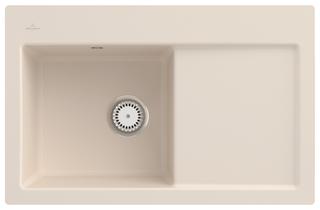 V&B Flächenbündige Spüle Subway 45 Flat m Ablaufgarnitur, Handbetätigung, ivory