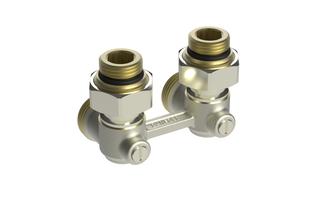 Danfoss Hahnblock RLV-KB R 1/2xG 3/4, Eckf., für Ventilheizkörper