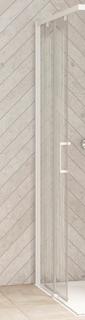 Kinedo Smart Design AC95 Eckhälfte FT li H200 chrom Siebdruckglas teilgerahmt