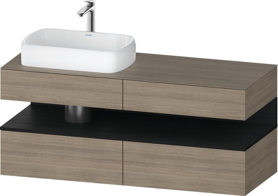 Artikelbild 1 des Artikels „Duravit Waschtisch-Unterschrank Qatego 140x55x60cm, E sw/E te, Pl, Beck. li 140 x 55 x 60 cm | Eiche schwarz/Eiche Terra“