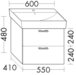 Burgbad Waschtischunterschrank sys30 55x48x41cm, 1 Schublade/1 Auszug, Diago