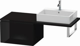 DU US für Konsole L-Cube 400x620x548mm 1 Auszug, Schwarz Hochglanz ES Ahorn