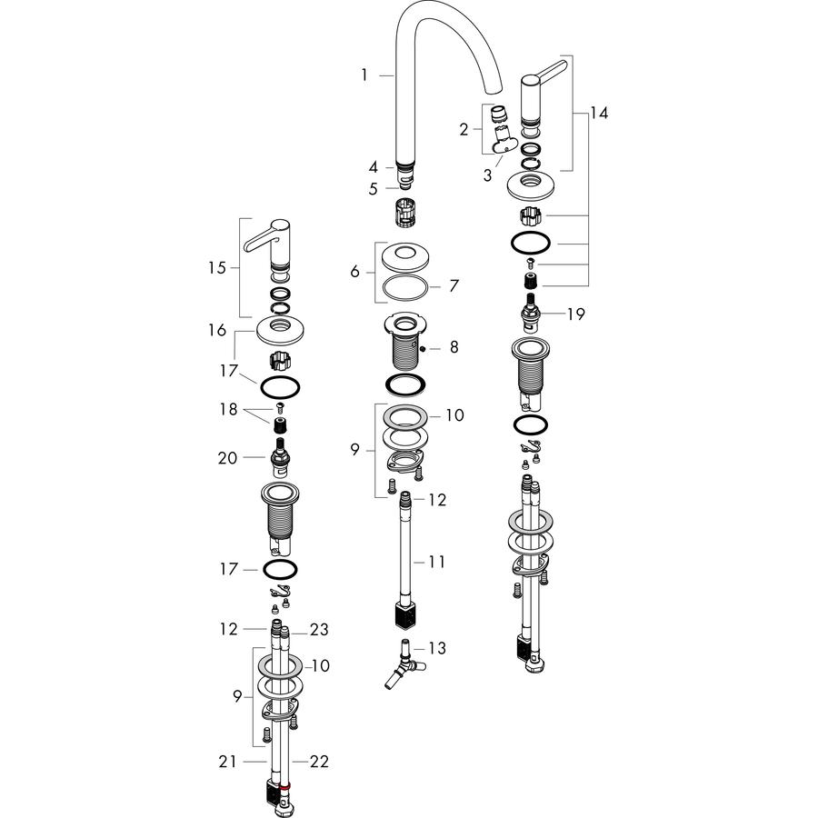 Artikelbild 4 des Artikels „hansgrohe 3-L-WT-Arm. 170 Axor One A 140mm, m Pus-Op-Abl, m Hebel, matt-sw mit Hebelgriff | mattschwarz“