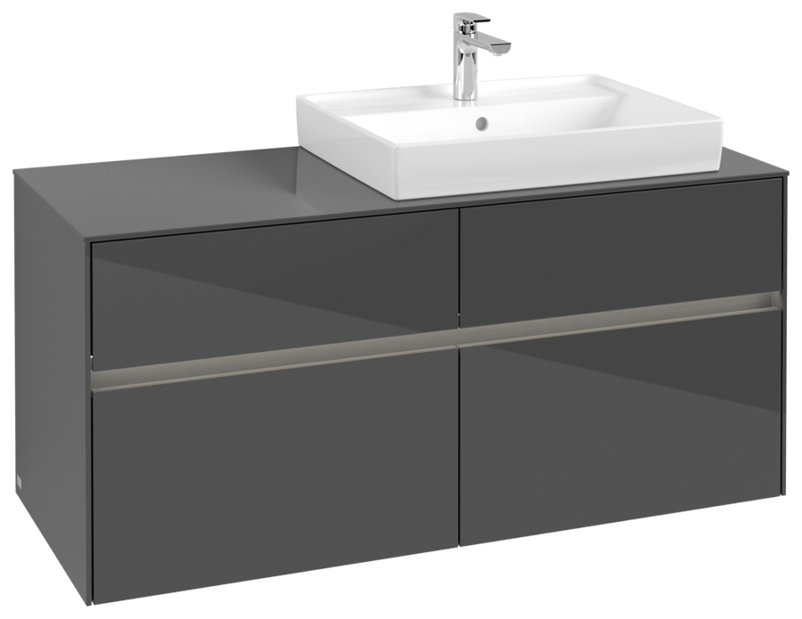 Artikelbild 2 des Artikels „V&B Waschtischunterschrank Collaro 120x54,8x50cm, WT r, LED 8,8 W, glo Gr glossy grey“