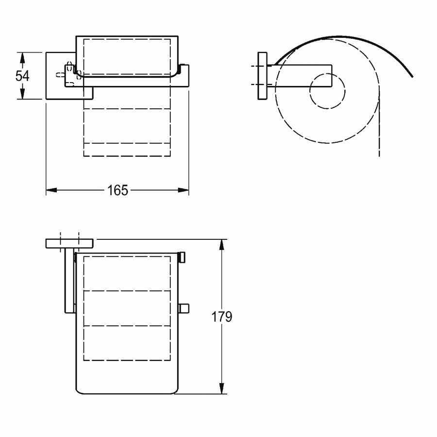 Artikelbild 3 des Artikels „AR WC-Rollenhalter, CUBUS, Edelstahl, 165x54x179 mm, Aufputz, hgl “