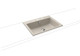 Kaldewei Einbau-Waschtisch PURO 3151 60x46cm, 3 Hahnl., we., P-E, warm grey10