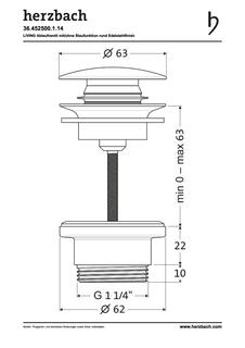 Herzbach Ablaufventil Living 1 1/4", m/o Push-Druckverschl., es-fin