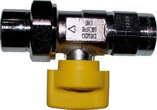 Gaskugelhahn Durchgangsform, AP, verchromt, mit thermischer Sicherung