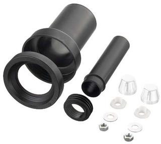 PP-Wand-WC-Anschlussgarnitur 180 mm, verschweißbar, schwarz