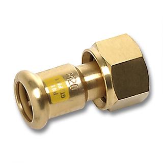 Halbe Verschraubung Press Gas 11330JPG-GPL flachdichtend, Innenpressende, Rotguss
