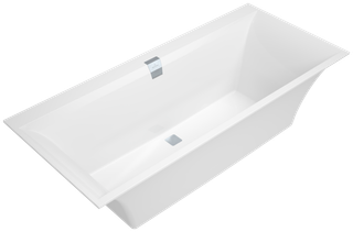 V&B Rechteck-BW Squaro Edge 12 Duo 170x75cm, weiß, Ablauf mittig, Quaryl